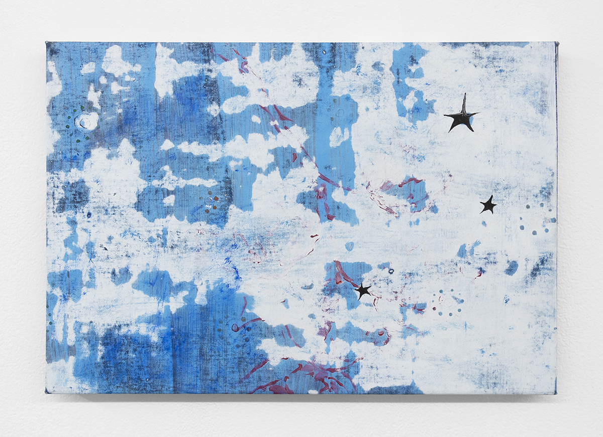three stars/ one rose (night sky/ a wall),